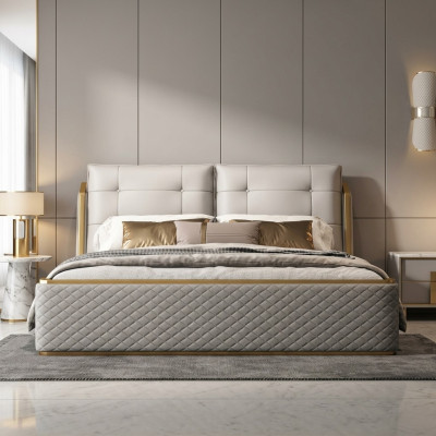 Chambre blanche de luxe Designer Blanc Lit double Cadres en bois moderne
