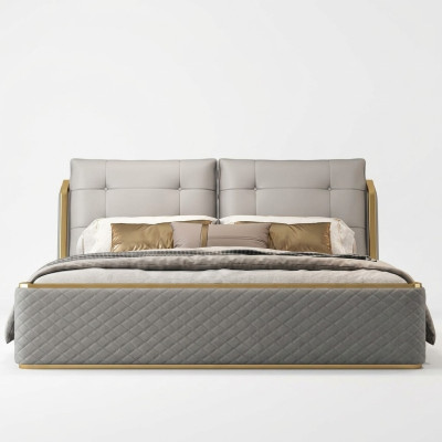 Chambre blanche de luxe Designer Blanc Lit double Cadres en bois moderne