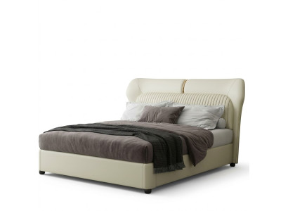 Lit en acier inoxydable blanc moderne Lit de luxe en bois de cadre de chambre à coucher nouveau