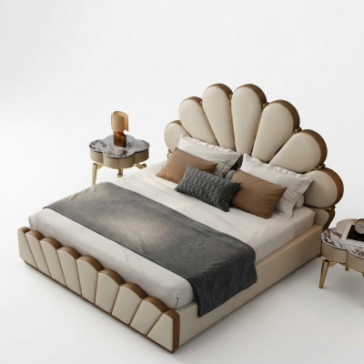 Chambre beige moderne Lit Lit double en similicuir Lits design