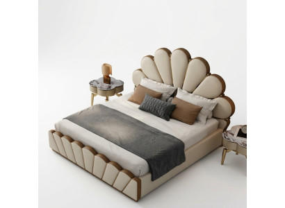 Chambre beige moderne Lit Lit double en similicuir Lits design