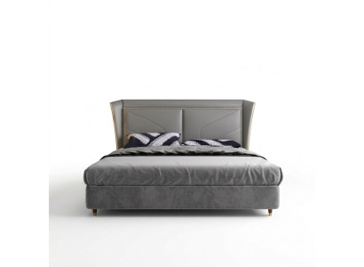Chambre grise Lit double Lits design Cadre en bois Lits en cuir