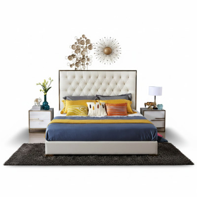 Lit Chesterfield blanc de grande taille Chambre à coucher Mobilier de chambre Lits Designer neufs