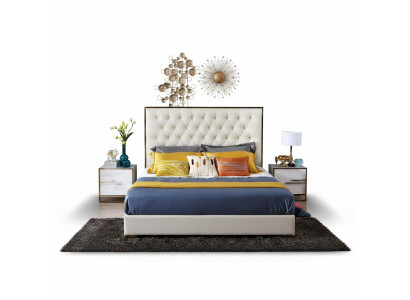 Lit Chesterfield blanc de grande taille Chambre à coucher Mobilier de chambre Lits Designer neufs