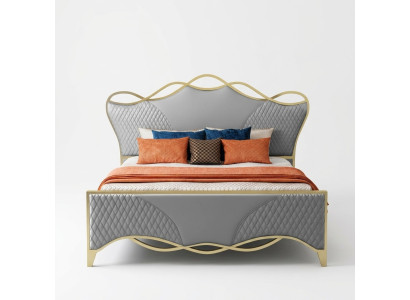 Chambre élégante Lit Designer Lit double en cuir synthétique Cadre en bois
