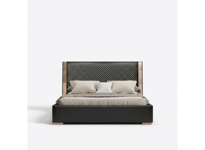 Chambre Lits Lit en cuir gris Mobilier moderne Lits à cadre en bois