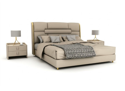 Chambre Mobilier Lit Designer Cadre en bois Lit double Lits modernes