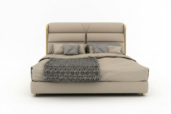 Lit double de luxe beige clair, lits de chambre à coucher modernes design.