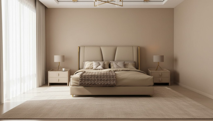 Concepteur de chambres Beige lit lits doubles lits LED lits en cuir