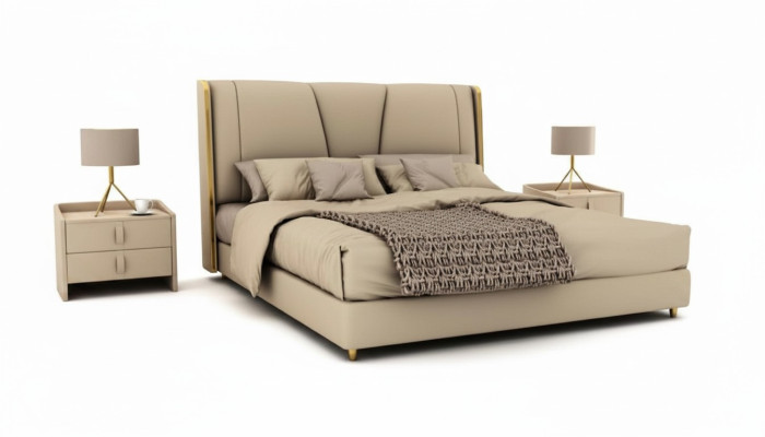 Concepteur de chambres Beige lit lits doubles lits LED lits en cuir
