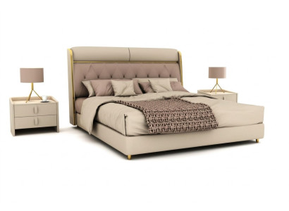 Élégant chambre beige Lit Lit double Lits textiles Lit LED