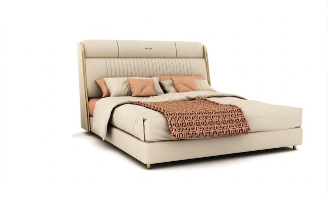 Textile beige Lit Mobilier élégant Chambre Designer Lits doubles