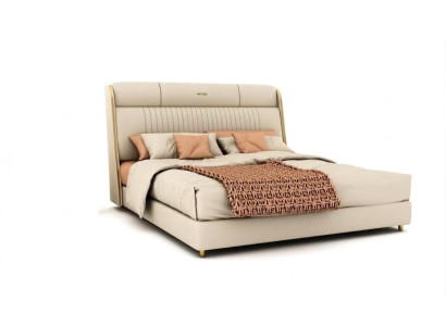 Textile beige Lit Mobilier élégant Chambre Designer Lits doubles