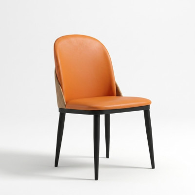 Chaise Orange Salle à manger Mobilier Designer Un siège en bois Textile Chaises