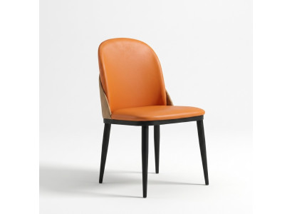 Chaise Orange Salle à manger Mobilier Designer Un siège en bois Textile Chaises