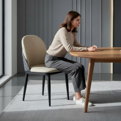 Chaises de salle à manger modernes pour une personne en blanc et gris inclinables en bois