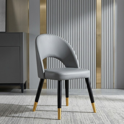 Chaise de salle à manger grise moderne 1 place, chaise en bois design solo.
