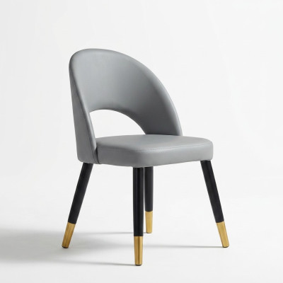Chaise de salle à manger grise moderne 1 place, chaise en bois design solo.