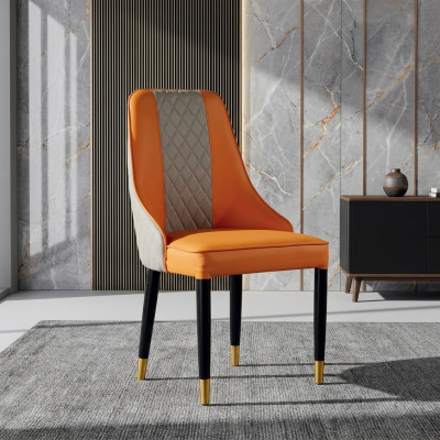 Chaise de salle à manger orange Chaises en bois Chaises modernes inclinables sans accoudoirs