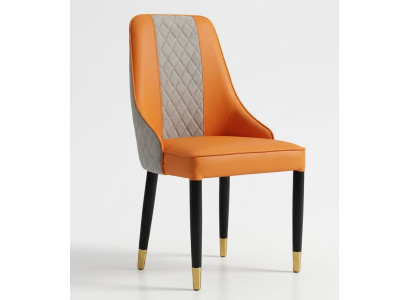 Chaise de salle à manger orange Chaises en bois Chaises modernes inclinables sans accoudoirs