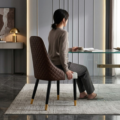 Noir - Gris Chaise de salle à manger Mobilier de salle à manger luxueux Chaises en bois nouvelles