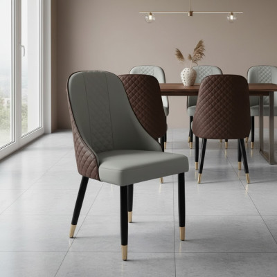 Noir - Gris Chaise de salle à manger Mobilier de salle à manger luxueux Chaises en bois nouvelles