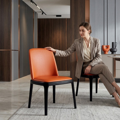 Chaise de salle à manger orange-noir Chaises élégantes Chaise en bois moderne