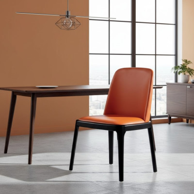 Chaise de salle à manger orange-noir Chaises élégantes Chaise en bois moderne