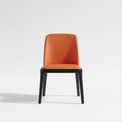 Chaise de salle à manger orange-noir Chaises élégantes Chaise en bois moderne
