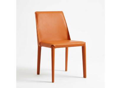 Chaise en simili cuir orange Mobilier de salle à manger Chaises modernes cadre en bois neuf