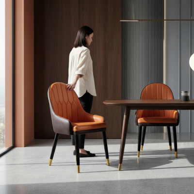 Chaises de salle à manger marron-orange Chaises design en bois Fauteuil moderne