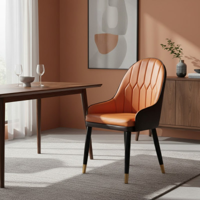 Chaises de salle à manger marron-orange Chaises design en bois Fauteuil moderne