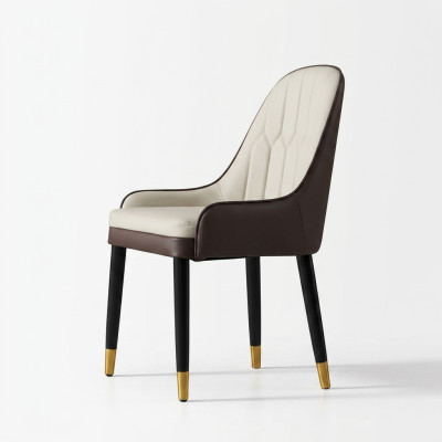 Chaise de salle à manger noir et blanc en simili cuir design chaises en bois modernes.