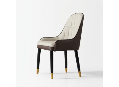 Chaise de salle à manger noir et blanc en simili cuir design chaises en bois modernes.