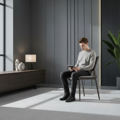 Chaise de salle à manger grise designer 1 place fauteuils luxueux individuels nouveau