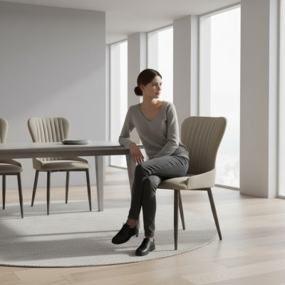 Chaise rembourrée grise mobilier de salle à manger moderne designer sièges individuels neufs