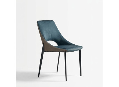 Chaise en similicuir bleu, siège de salle à manger en textile, meuble de chaise rembourrée 1 place.