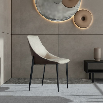 Chaise de salle à manger beige Moderne Nouvelles chaises en bois Chaises élégantes avec accoudoirs