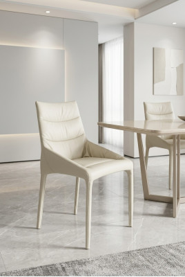 Salle à manger Chaise de designer blanche monoplace Cadre en bois accoudoirs Chaises