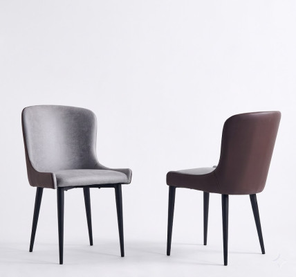Chaise d'accoudoir grise Chaises de salle à manger design Chaise de cuisine en bois à un seul siège