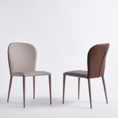 Mobilier de salle à manger Chaise design beige Meuble en bois moderne Nouvelles chaises inclinables