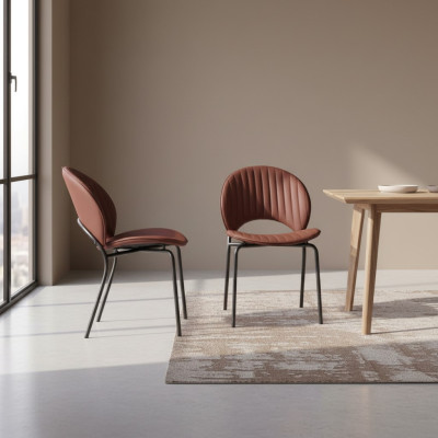 Chaise de salle à manger marron Chaise de cuisine de luxe Fauteuil inclinable en cuir Bois Chaises
