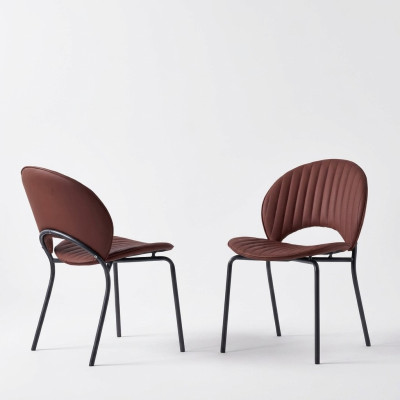 Chaise de salle à manger marron Chaise de cuisine de luxe Fauteuil inclinable en cuir Bois Chaises