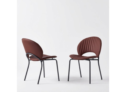 Chaise de salle à manger marron Chaise de cuisine de luxe Fauteuil inclinable en cuir Bois Chaises