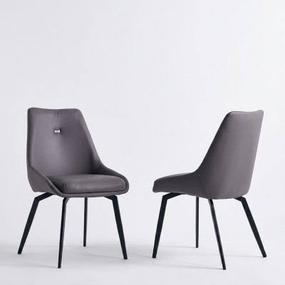 Chaise moderne en bois et métal grise pour salle à manger. Fauteuils designer.