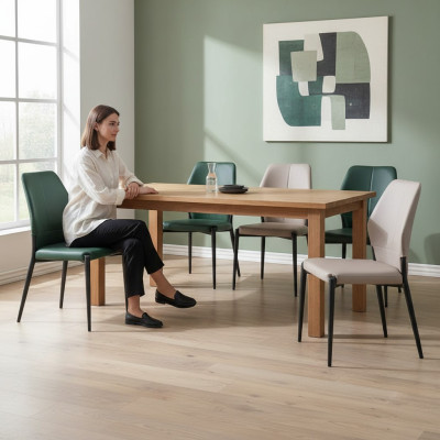 Chaise en cuir design vert moderne Chaises de salle à manger Mobilier de cuisine Nouveau