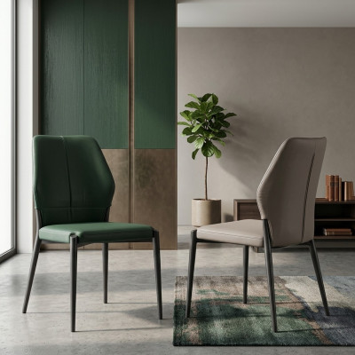 Chaise en cuir design vert moderne Chaises de salle à manger Mobilier de cuisine Nouveau