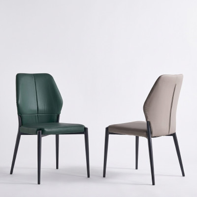 Chaise en cuir design vert moderne Chaises de salle à manger Mobilier de cuisine Nouveau
