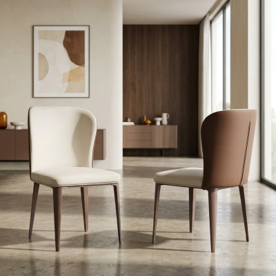 Chaise de salle à manger. Designer fauteuil d'appoint sans accoudoirs. Chaise en bois. Meuble rembourré.
