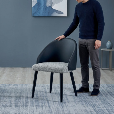 Chaise de salle à manger gris-bleu Siège simple de luxe Meubles rembourrés en bois
